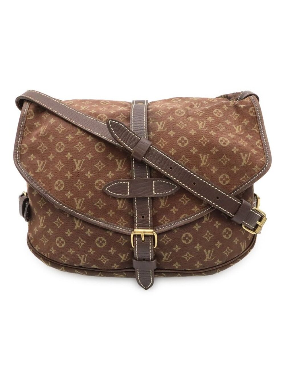 Louis Vuitton Monogram Mini Lin Saumur 30 Shoulder Bag Crossbody Canvas Leather